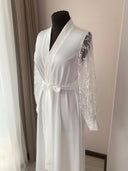 Ivory Handmade Lace Bridal Robe with Pearl Cuffs – Complete Bridal Look | Belle Bonjour UAE