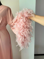 Blush feather sleeves