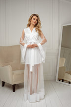 Ivory sheer tulle robe detail