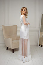 Ivory sheer tulle robe front