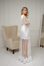Ivory sheer tulle robe front