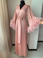Floor length pink bridal robe