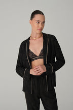 KYLIE printed viscose pyjama set – Black (2)