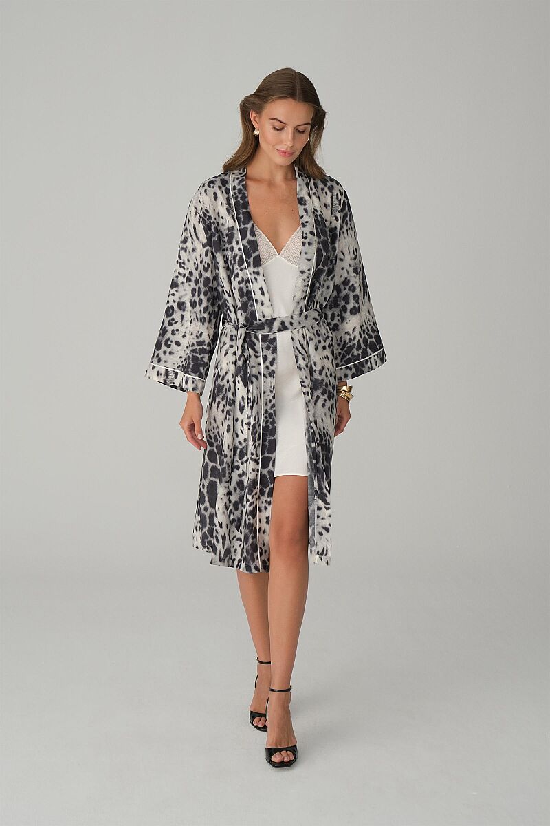 LEA vegan silk-satin nightgown & robe set – Ivory (2)