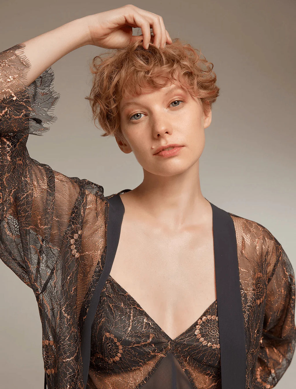 Amber Lace Nightgown and Robe 1351 – Lace Fabric Detail | Belle Bonjour UAE