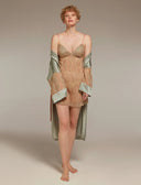 Sage Nightgown and Robe 1318 – Fabric and Lace Detail | Belle Bonjour UAE