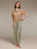 Sand Cotton-Blend Pajama 1319 – Fabric and Styling Detail | Belle Bonjour UAE