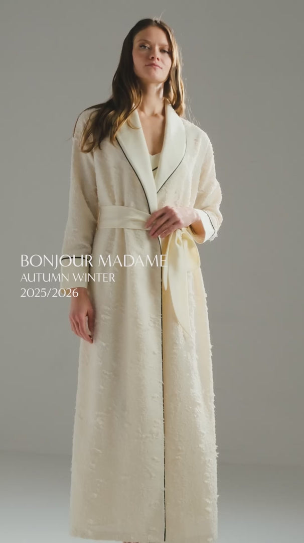 Cotton-Blend Jacquard Robe with Spaghetti-Strap Nightdress – 2-Piece Set BM-1817